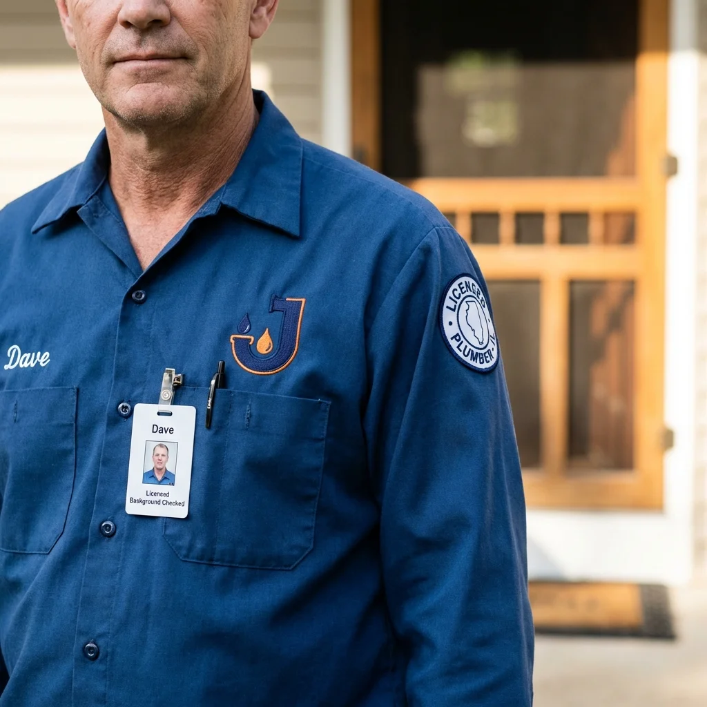 Licensed plumber showing ID badge in Columbiana, OH